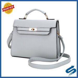Small Pebbled Leather Satchel with Detachable Crossbody Strap